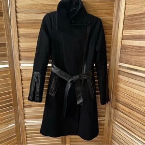Mackage Wool Shimmer Long Belted Coat in black size S/P